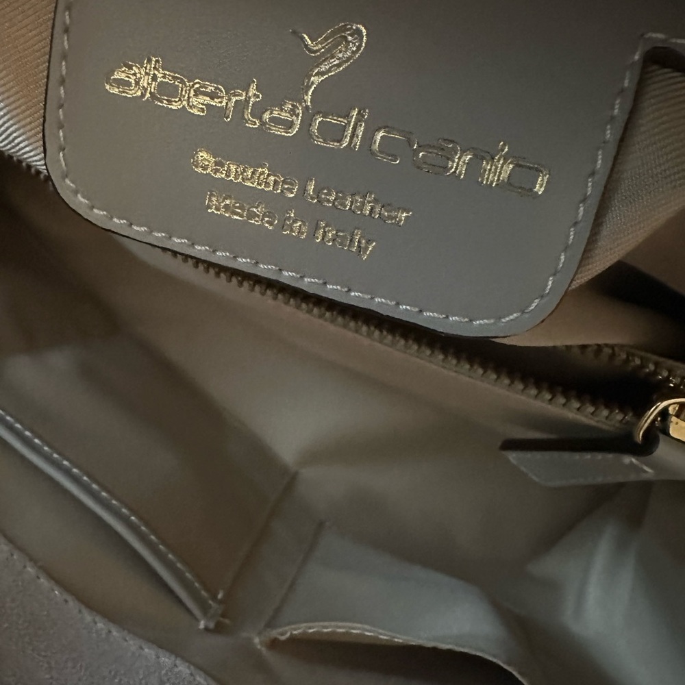 Alberta Di Canio Made in Italy Genuine Leather Grey Satchel Handbag Quiet Luxury - Picture 4 of 12